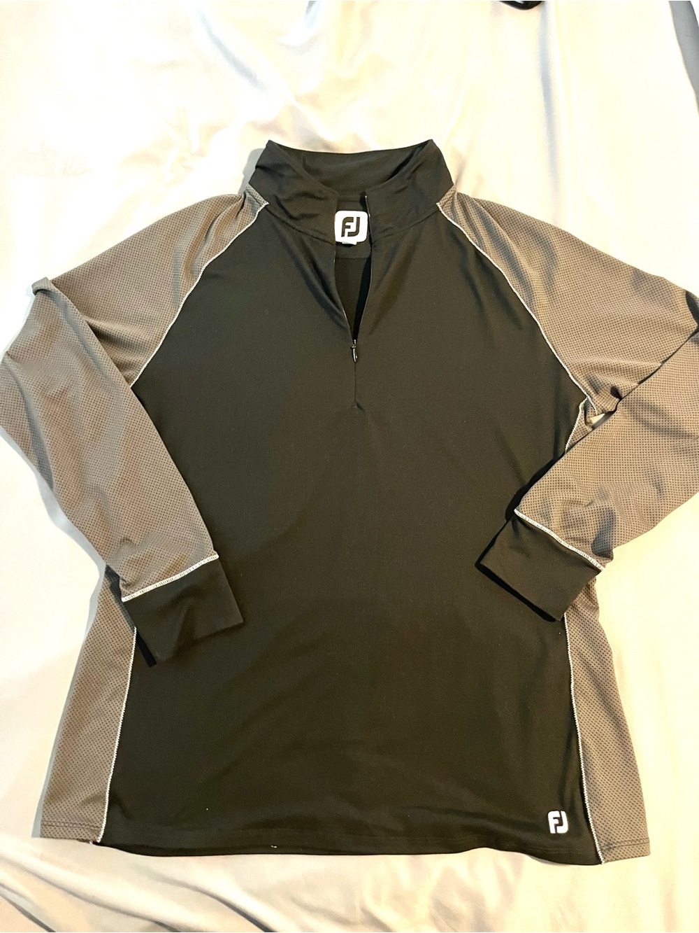 FootJoy Black Quarter-Zip Pullover with Gray Raglan Sleeves